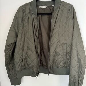Vince Olive Quilted Bomber Jacket